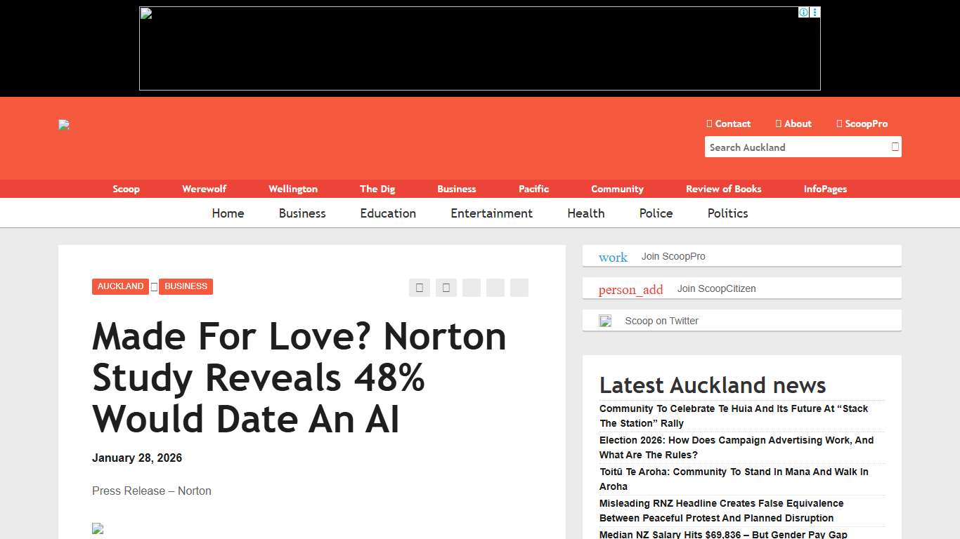 Auckland.Scoop » Made For Love? Norton Study Reveals 48% Would Date An AI