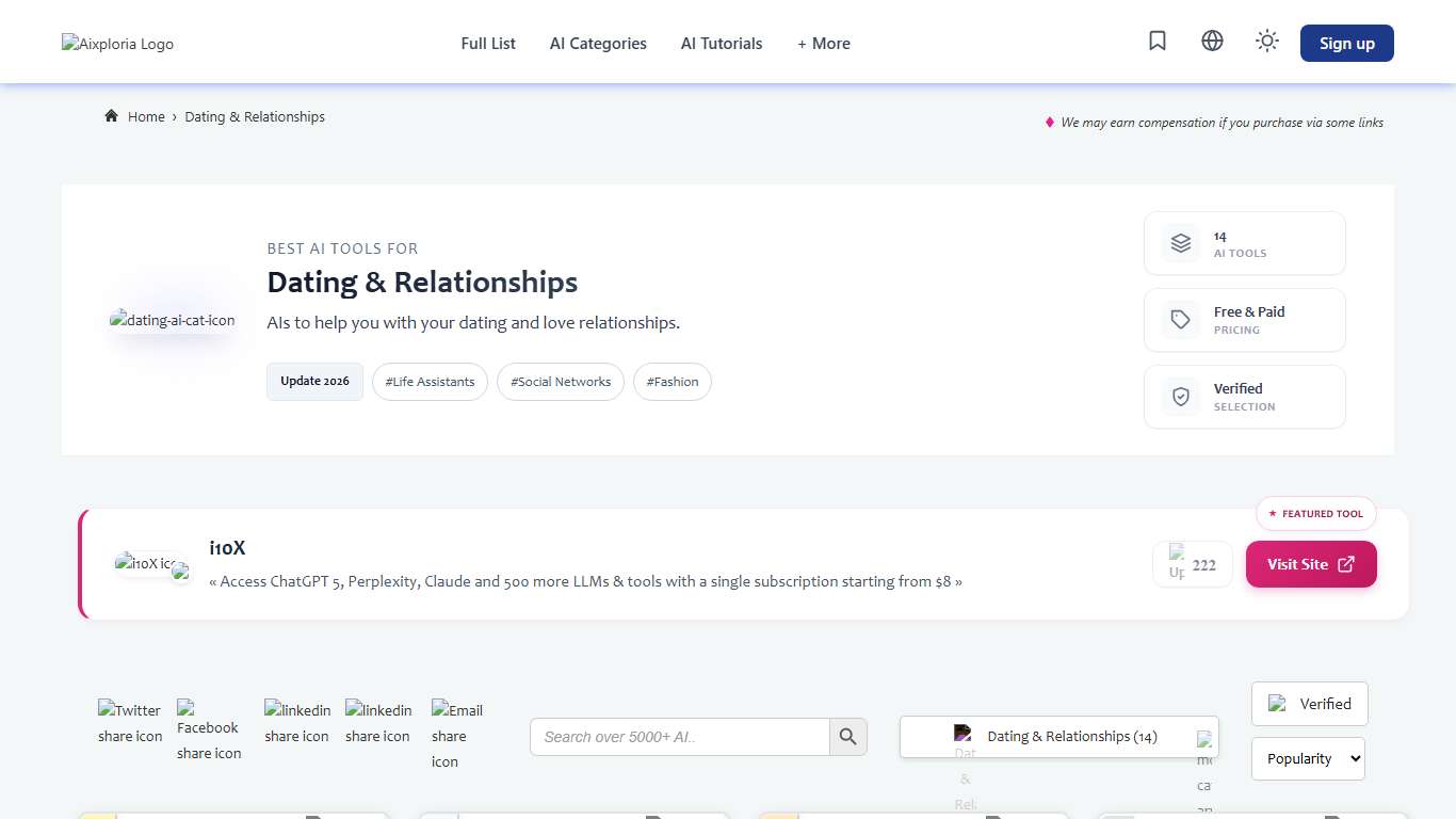 Top 20 Best AI for Dating and Love Relationships 2026 AIxploria